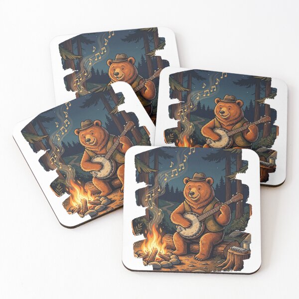 Item preview, "Bear Playing Banjo Campfire Forest Musician"	 designed and sold by NatureHarmony16.