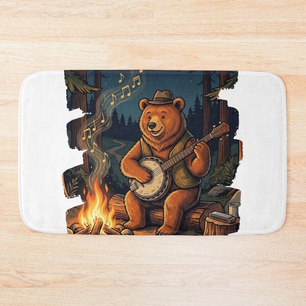 Item preview, "Bear Playing Banjo Campfire Forest Musician"	 designed and sold by NatureHarmony16.