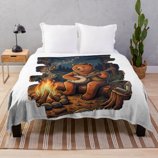 Item preview, "Bear Playing Banjo Campfire Forest Musician"	 designed and sold by NatureHarmony16.
