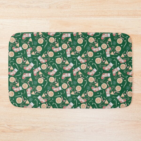 Item preview, Watercolor Christmas Stocking Pattern | Seamless Holiday Pattern with Dried Orange Slices, Candy Canes & Bells designed and sold by SashaZinch.