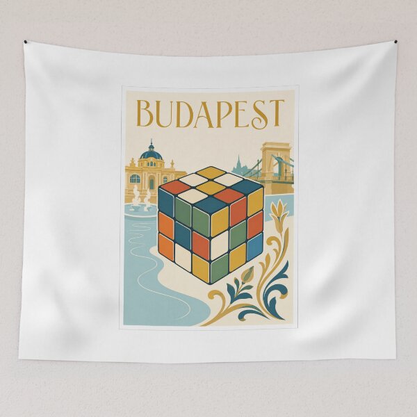 Item preview, Budapest Rubiks Cube Travel Poster designed and sold by Beyond Destinations.