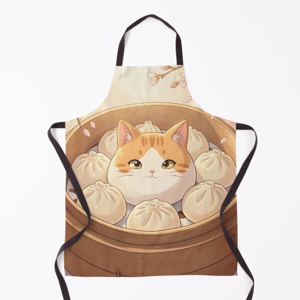 Item preview, Big Cat Dumpling in Bamboo Steamer – Kawaii Sakura Bun Illustration designed and sold by EmeraldeaArt.