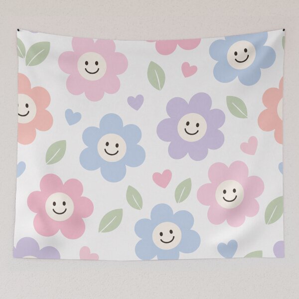Item preview, Cheerful Pastel Smiling Flowers Pattern designed and sold by Owcomm.