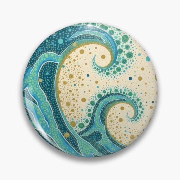 Item preview, Aboriginal Inspired Dot Art - Big Ocean Teal Waves designed and sold by GrinGalore.
