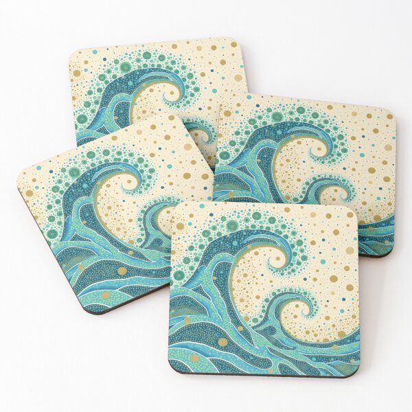 Item preview, Aboriginal Inspired Dot Art - Big Ocean Teal Waves designed and sold by GrinGalore.