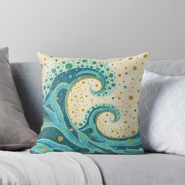 Item preview, Aboriginal Inspired Dot Art - Big Ocean Teal Waves designed and sold by GrinGalore.