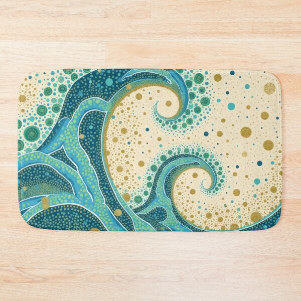 Item preview, Aboriginal Inspired Dot Art - Big Ocean Teal Waves designed and sold by GrinGalore.