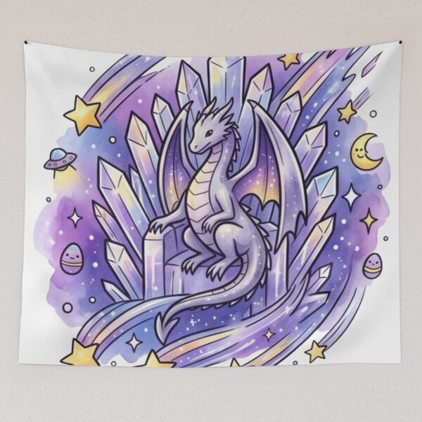 Item preview, Crystal Guardian Dragon | Celestial Fantasy Art | Cosmic Galaxy Dragon Illustration designed and sold by Cosmic Doodle Co..