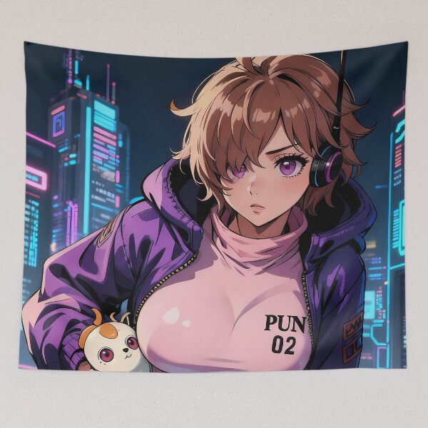 Item preview, Lilith Vegapunk One Piece Neon City Purple Jacket Mood designed and sold by bystudiolereve.