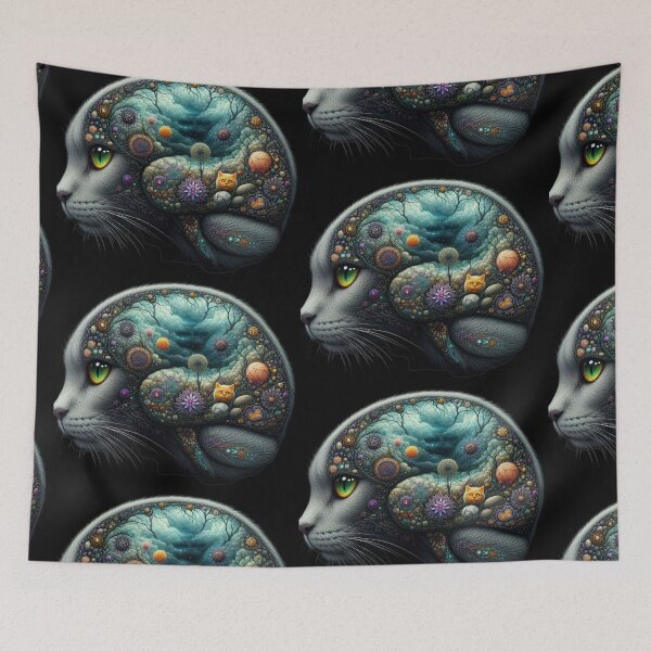 Item preview, The Kitten's Dream – Cosmic Cat Profile and Yarn Mindscape designed and sold by LujziWorld.