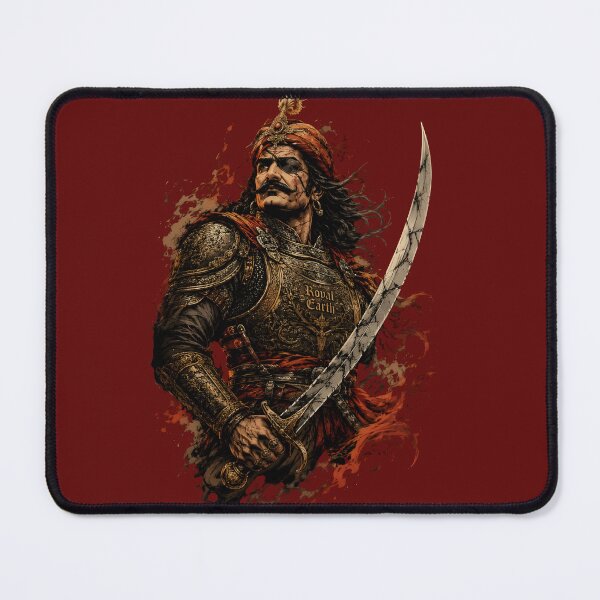 Item preview, Legendary Rajput Warrior King Ink Art designed and sold by RoyalEarthstore.