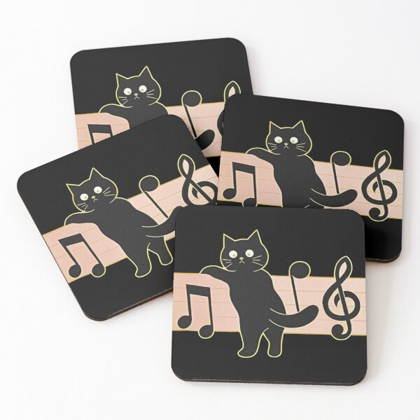 Item preview, Black Cat Playing with Musical Notes designed and sold by tenggaracalvin.