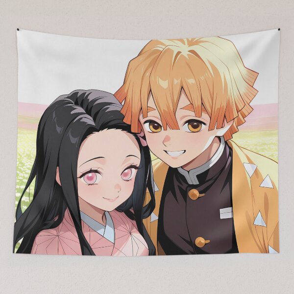 Item preview, Nezuko Kamado Demon Slayer Cute Couple Portrait With Zenitsu Agatsuma designed and sold by bystudiolereve.