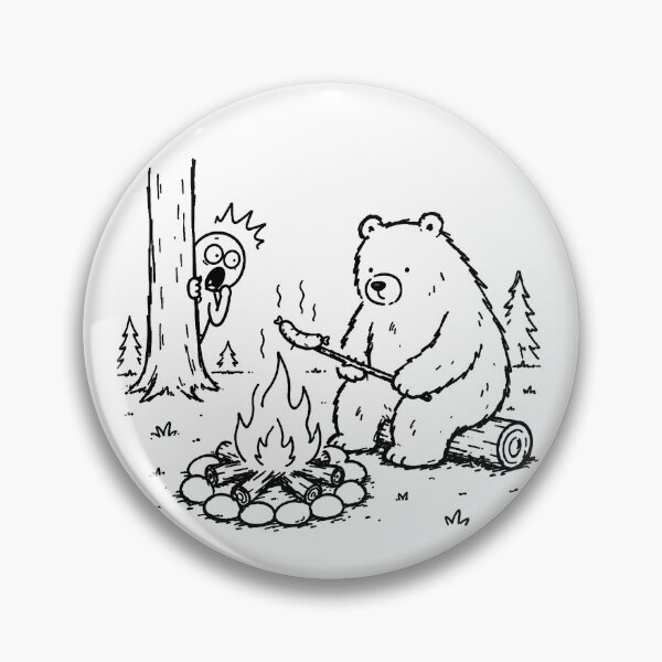 Item preview, Funny Bear Roasting Human Camping Hiking Campfire Nature Humor Design designed and sold by MonkiFlipp.