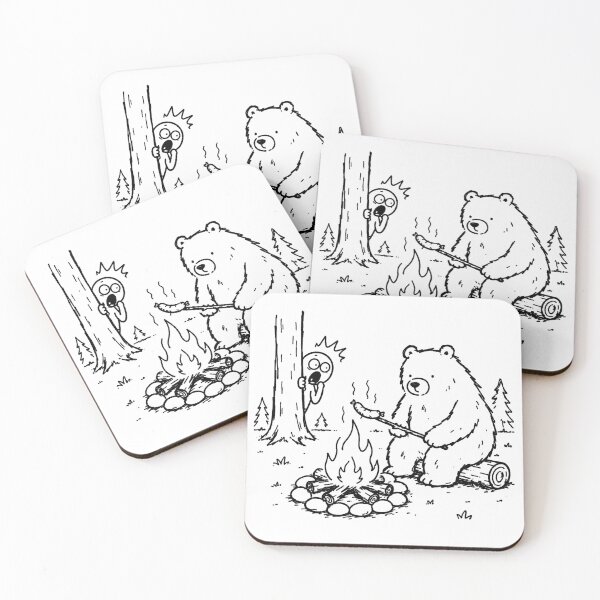 Item preview, Funny Bear Roasting Human Camping Hiking Campfire Nature Humor Design designed and sold by MonkiFlipp.
