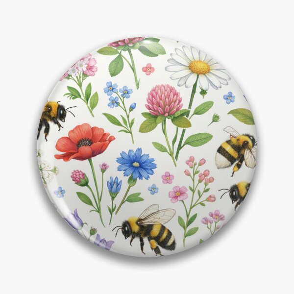 Aperçu de l'œuvre Motif de prairie avec bourdons et fleurs sauvages créée et vendue par Owcomm.