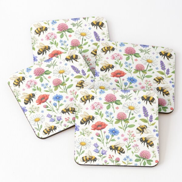 Item preview, Bumblebees and Wildflowers Meadow Pattern designed and sold by Owcomm.