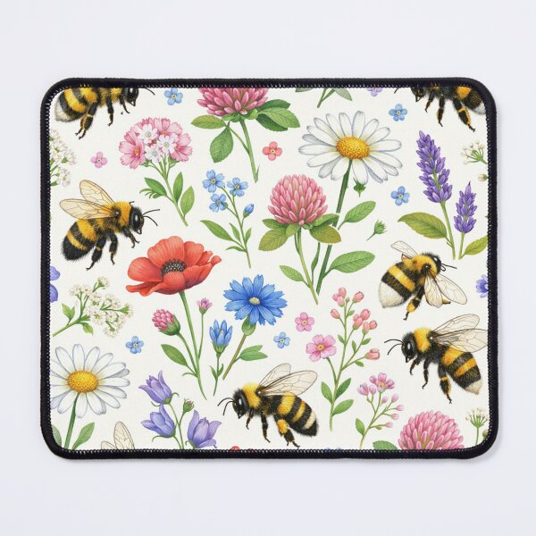 Item preview, Bumblebees and Wildflowers Meadow Pattern designed and sold by Owcomm.