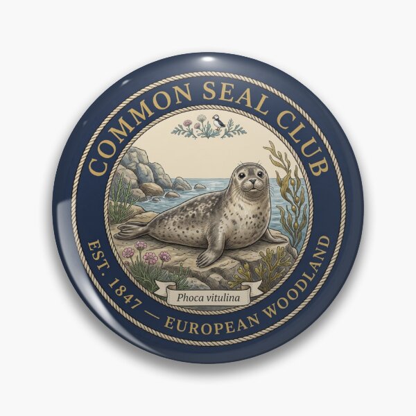 Item preview, Common Seal Club Vintage Badge European Coastal Art designed and sold by CalmCapy Co.
