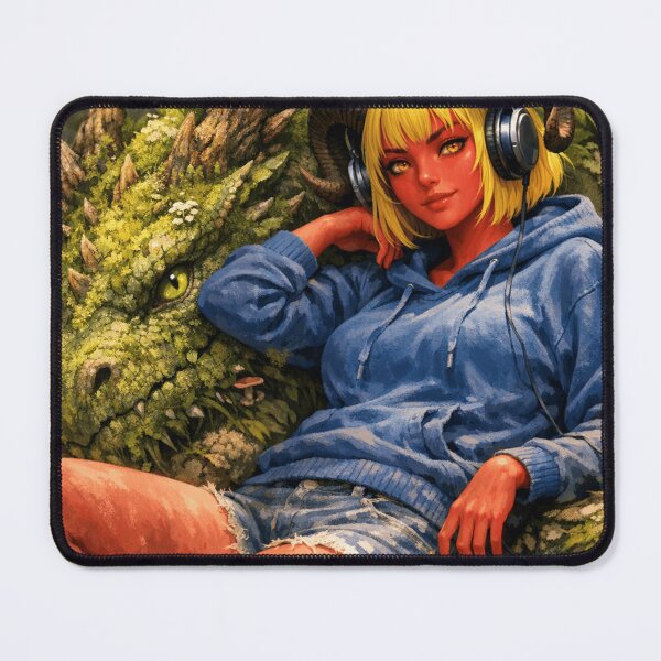 Item preview, Kaylee chills next to a moss dragon designed and sold by Ramases-Merch.