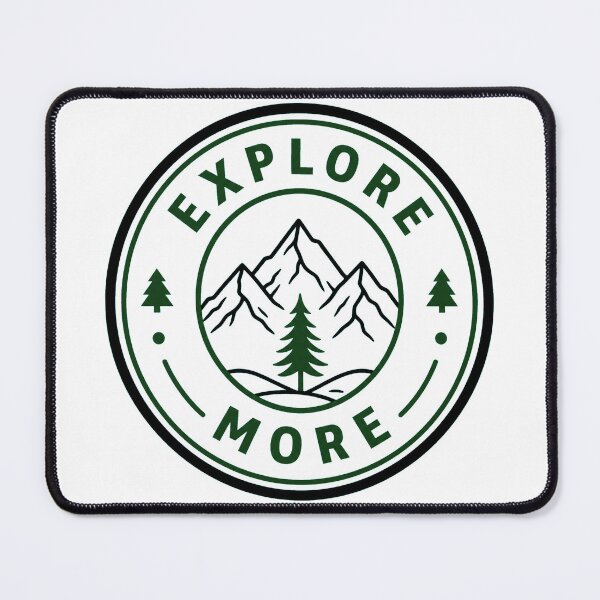 Item preview, EXPLORE MORE Outdoor Adventure Badge | Minimalist Mountain Tree Design designed and sold by Ahmed Nedji.