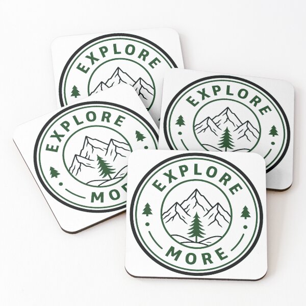 Item preview, EXPLORE MORE Outdoor Adventure Badge | Minimalist Mountain Tree Design designed and sold by Ahmed Nedji.