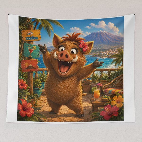 Item preview, Grugnolina the Chatty Boar — Always Something to Say in Tenerife  designed and sold by CanaryVibesArt.