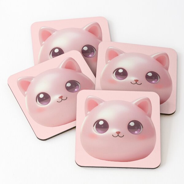 Item preview, Lindo gato rosa con cabeza blandita – Recorte de juguete antiestrés kawaii fotorrealista designed and sold by EmeraldeaArt.