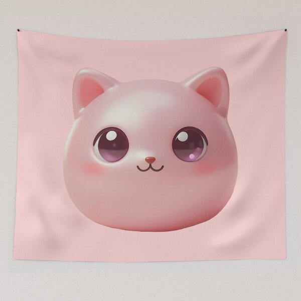 Item preview, Cute Pink Cat Squishy Head – Photorealistic Kawaii Stress Toy Cutout designed and sold by EmeraldeaArt.
