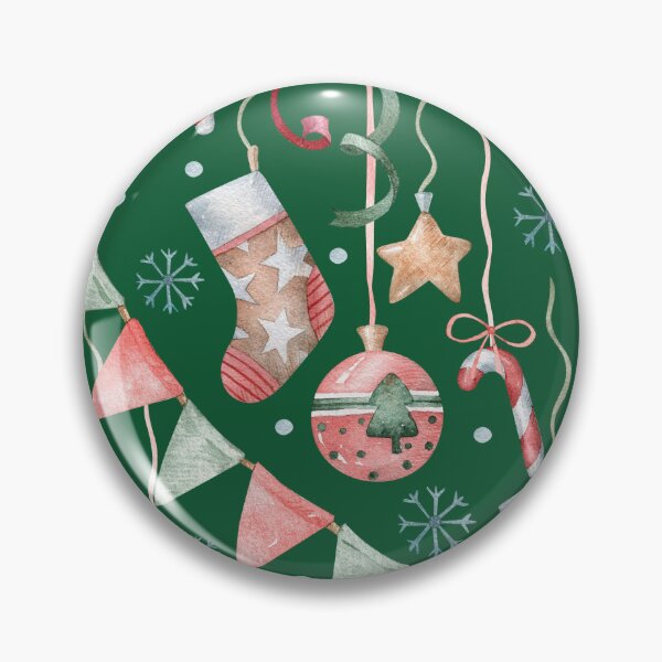 Item preview, Watercolor Christmas Ornament Pattern | Seamless Holiday Pattern with Baubles, Stockings, Candy Canes & Festive Bunting designed and sold by SashaZinch.