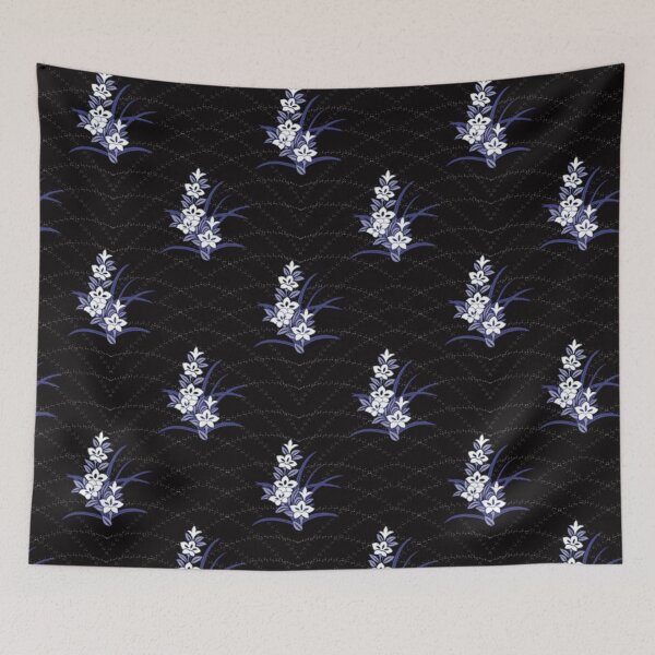 Item preview, Japanese Balloon Flower Kikyo Pattern - Elegant Purple and Black Wagara designed and sold by vekotpu.