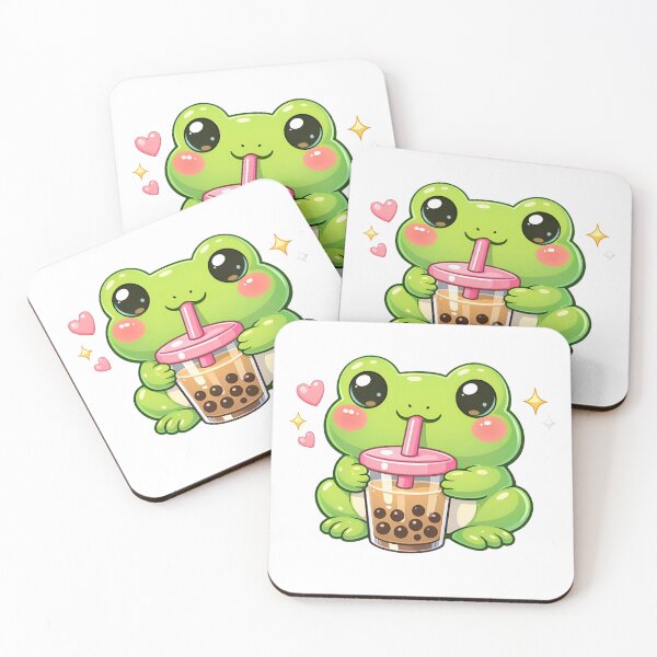 Item preview,  Kawaii Frog Drinking Bubble Tea designed and sold by VibeShift Studio.