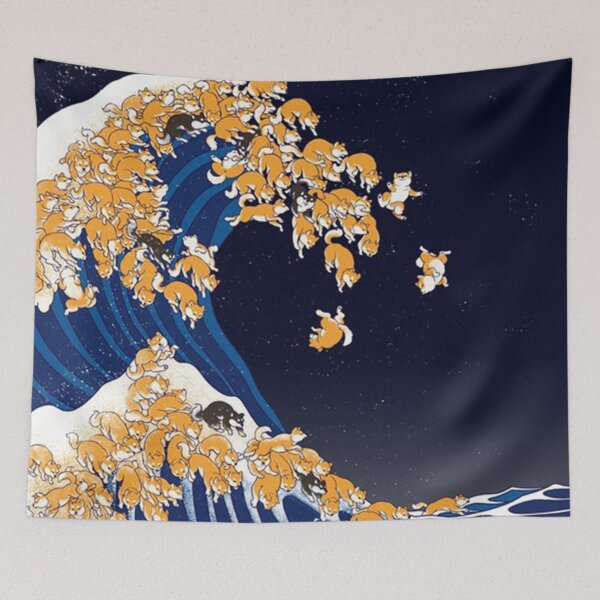 Item preview, Poster Shiba Inu The Great Wave in Night designed and sold by CindyHiks.