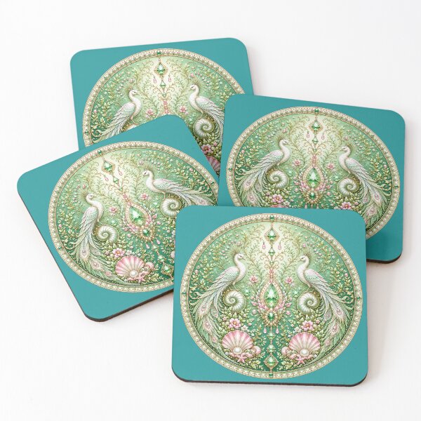 Item preview, Emerald Celestial Twin Birds Medallion | Ocean Jewel Fantasy Art designed and sold by sunbowjp stadio.