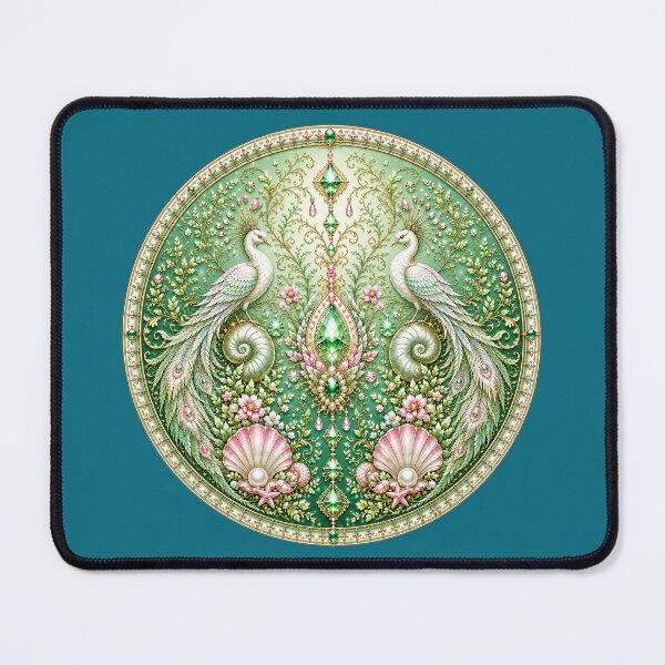 Item preview, Emerald Celestial Twin Birds Medallion | Ocean Jewel Fantasy Art designed and sold by sunbowjp stadio.