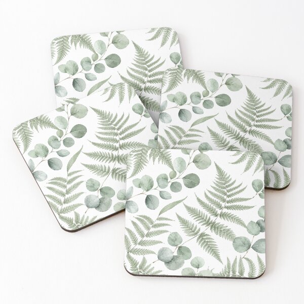 Item preview, Watercolor Botanical Fern and Eucalyptus Leaves Pattern designed and sold by Owcomm.