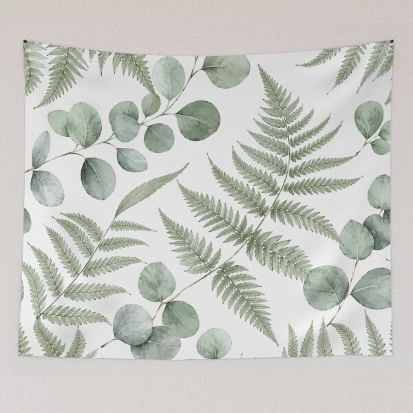 Item preview, Watercolor Botanical Fern and Eucalyptus Leaves Pattern designed and sold by Owcomm.