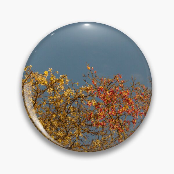 Item preview, Golden and Pink Flowering Trees Against Blue Sky at Sunset With Warm Light designed and sold by Nmallia.