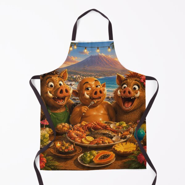 Item preview, The Best Meal Ever — Three Wild Boar Friends Feasting in Tenerife  designed and sold by CanaryVibesArt.