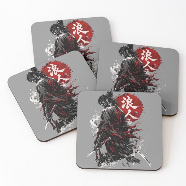 Item preview, Lone Ronin Samurai Red Sun Ink Splatter Art designed and sold by RoyalEarthstore.