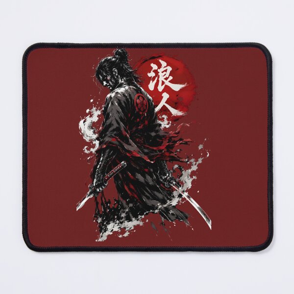 Item preview, Lone Ronin Samurai Red Sun Ink Splatter Art designed and sold by RoyalEarthstore.