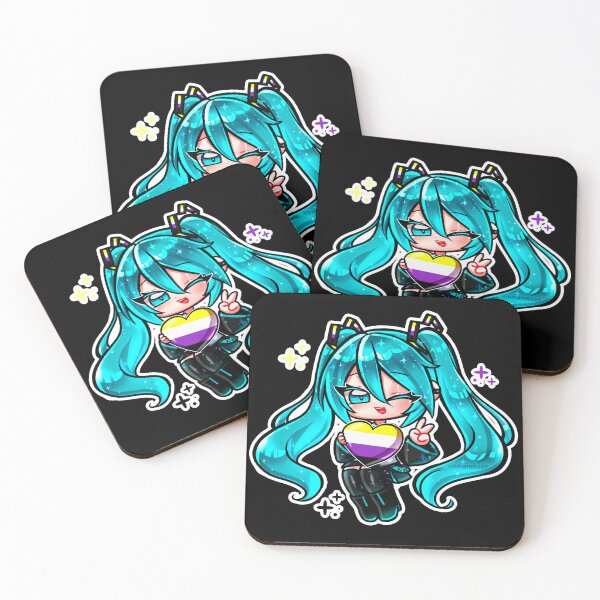 Item preview, Chibi Hatsune Miku - Non binary flag LGBTQ+ Pride T-Shirt | Cute Anime Vocaloid Pride Heart Shirt | Kawaii Pastel Pride Tee, Unisex Graphic T-Shirt designed and sold by DominiiArt.