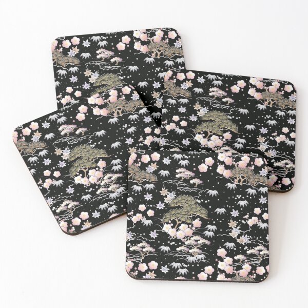 Item preview, Japanese Shochikubai Pine Bamboo Plum Pattern - Luxury Gold and Black Wagara designed and sold by vekotpu.
