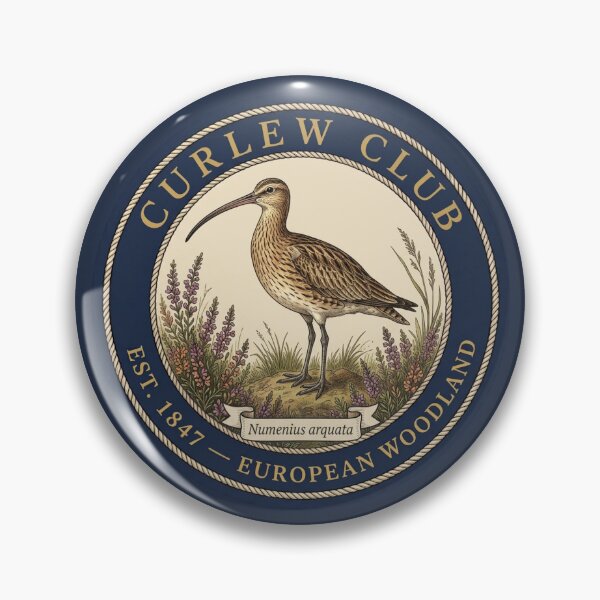 Item preview, Curlew Club Vintage Badge European Woodland Art designed and sold by CalmCapy Co.