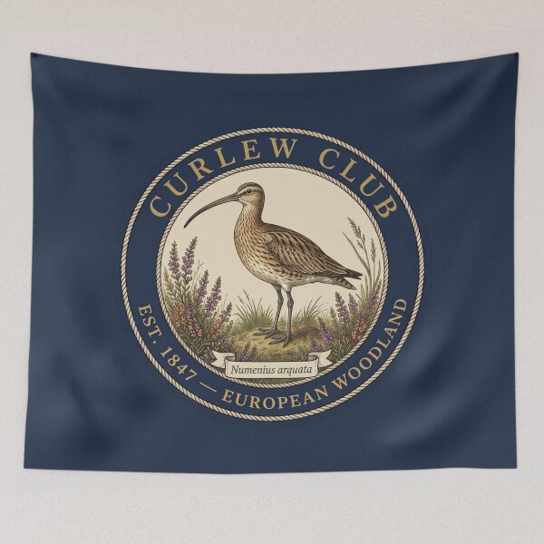 Item preview, Curlew Club Vintage Badge European Woodland Art designed and sold by CalmCapy Co.