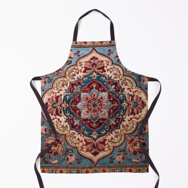 Item preview, 17th Century Antique Velvet and Silk Light Blue Red Carpet Print designed and sold by GrinGalore.