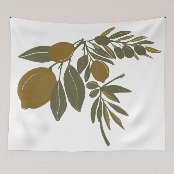 Item preview, Lemon and Olive Branch Botanical Illustration Isolated on Transparent Background designed and sold by TaniaArtDesign.