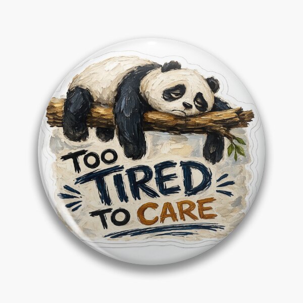 Item preview, Too Tired To Care – Sleepy Panda Oil Paint Sticker designed and sold by Genzfirevibes.