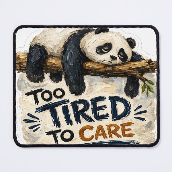 Item preview, Too Tired To Care – Sleepy Panda Oil Paint Sticker designed and sold by Genzfirevibes.