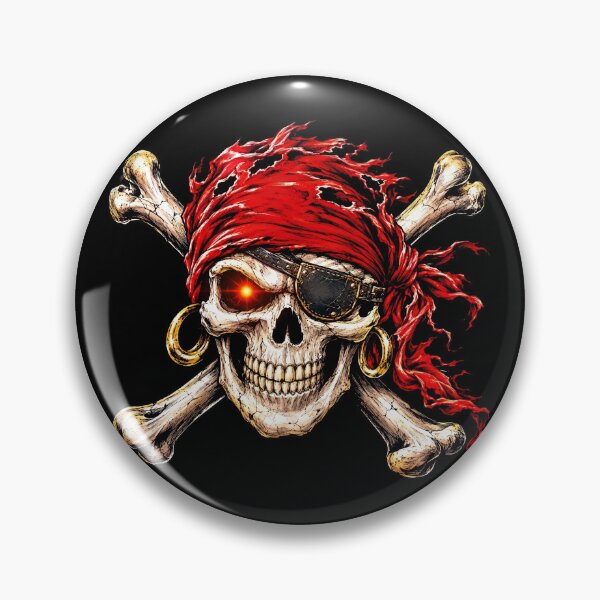 Item preview, Jolly Roger Pirate Skull with Red Bandana and Eyepatch designed and sold by Vermanartist.